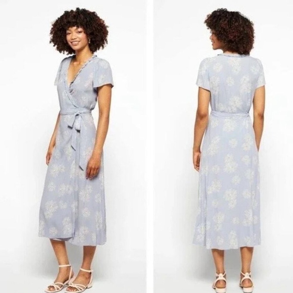 Madewell Blue and White Flutter Sleeve Sundress